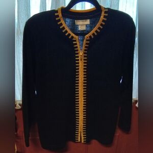 C.D. Peters Black and Gold Women's Cardigan